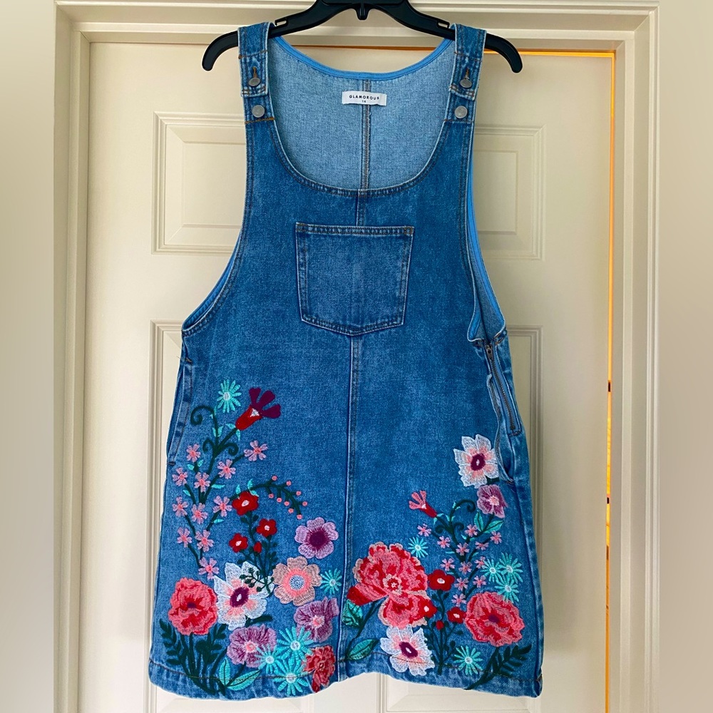 Embroidered floral denim jumper